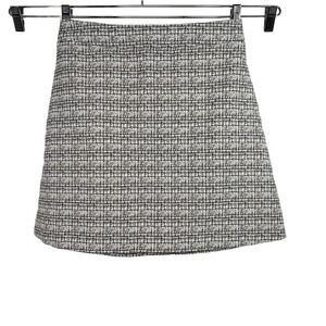 Express White Black A-line Tweed Skirt Lined Women Size 8 Career Work Business